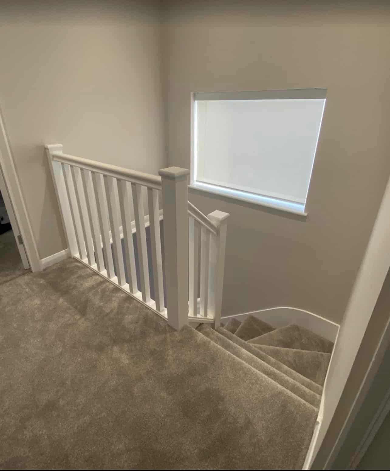 A renovated interior room with fresh plaster and paint