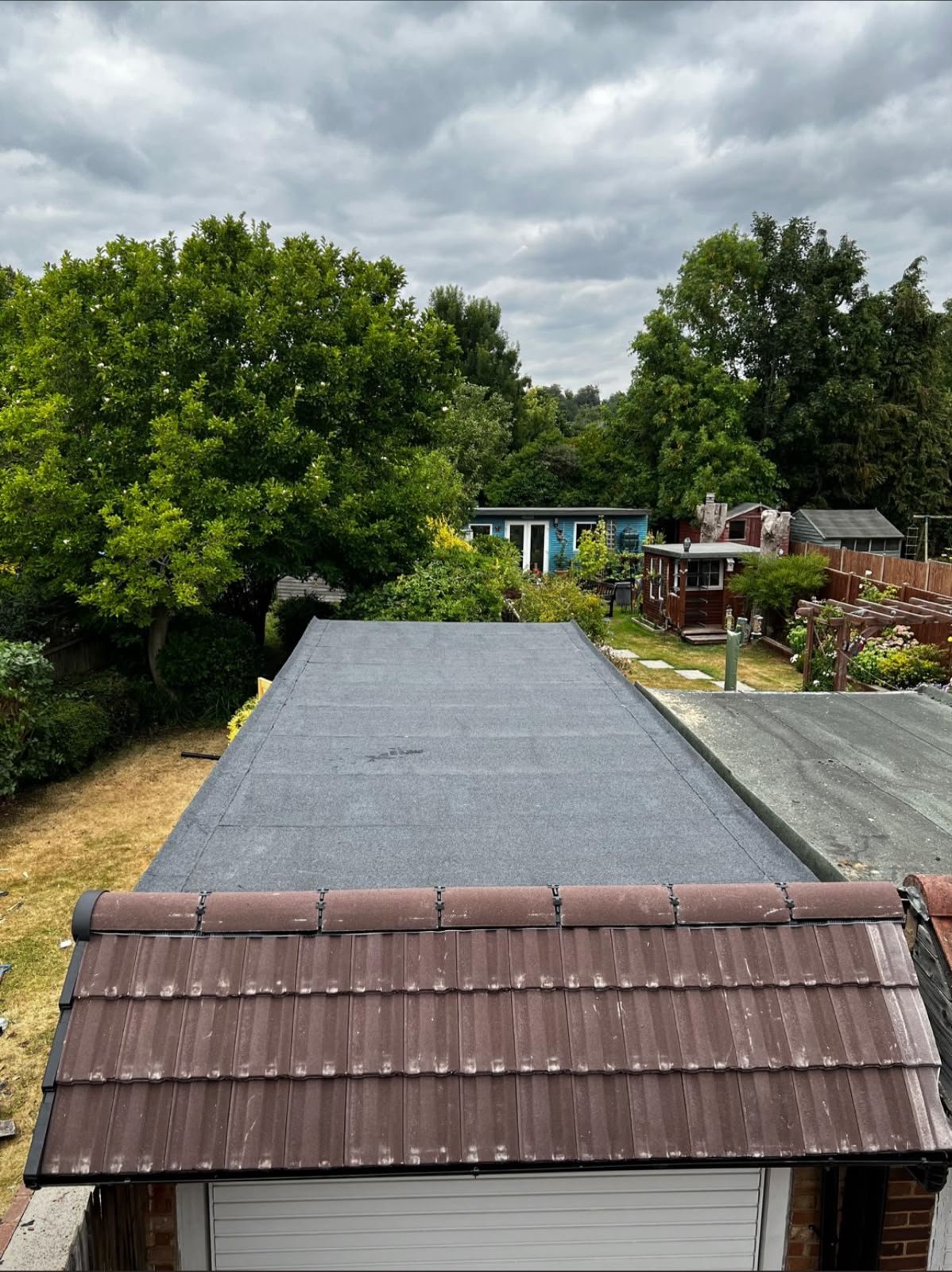 A completed outbuilding roof by J P Building Services